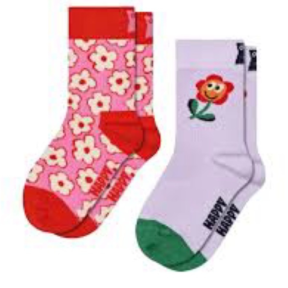 NWT Happy Socks brand 2-pair Organic Cotton Socks kids size 7-9 years